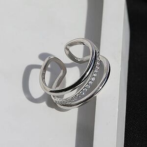 The Triple Bling Ring adjustable in  925 silver & cubic zirconia